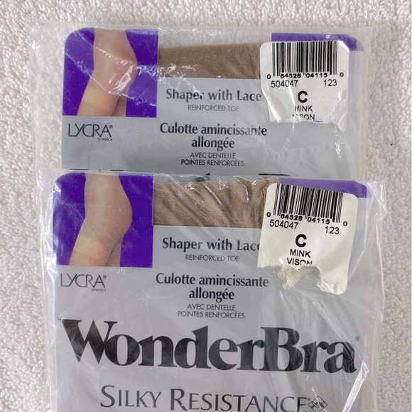 Wonderbra Silky Resistance Tights In Mink Vision W Shaper Lace Reinforced Toe x2 - Picture 2 of 5
